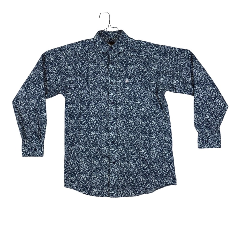 Ariat Mens Navy Floral Paisley Cotton Long Sleeve Button Down Shirt 10030644